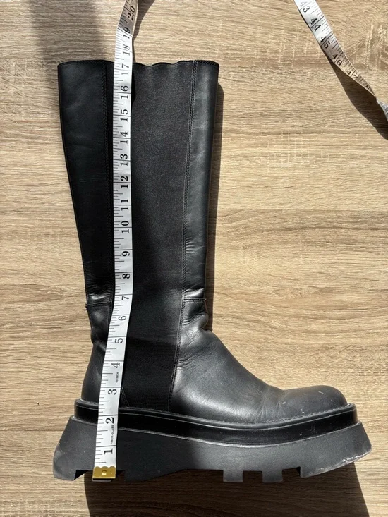 Zara Black Chunky Lug Sole Knee-High Boots - Picture 7 of 9